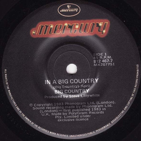 Big Country : In A Big Country (7", Single)