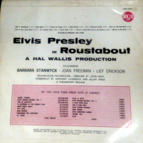 Elvis Presley : Roustabout (LP, Album, Mono)