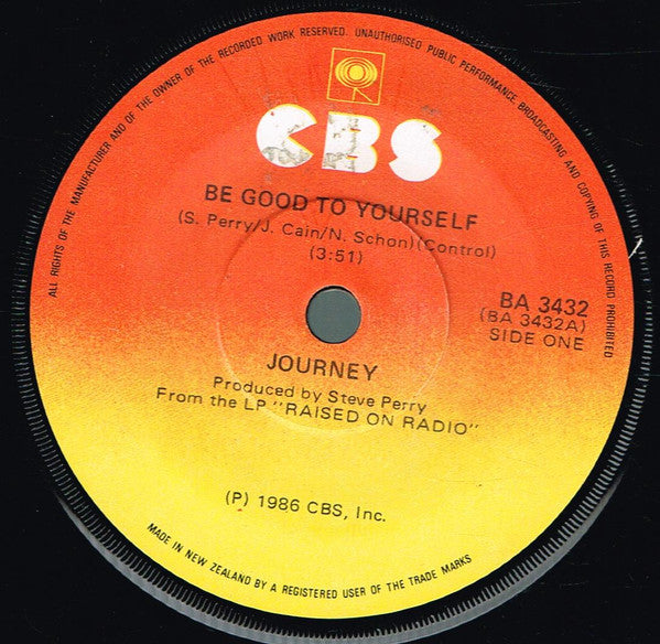 Journey : Be Good To Yourself (7", Single)