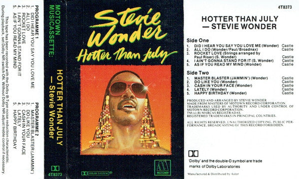 Stevie Wonder : Hotter Than July (Cass, Album)