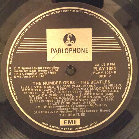 The Beatles : The Number Ones (LP, Comp, 1st + 7", EP, Comp, 1st)