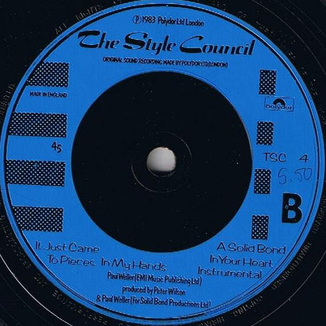 The Style Council : A Solid Bond In Your Heart (7", Single, Blu)