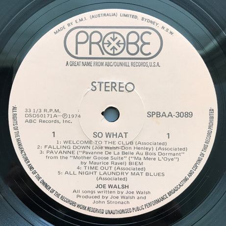 Joe Walsh : So What (LP, Album, Gat)