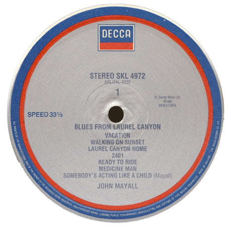 John Mayall : Blues From Laurel Canyon (LP, Album, RE)