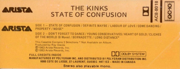 The Kinks : State Of Confusion (Cass, Album, Dol)