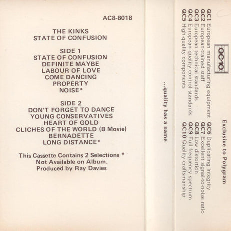 The Kinks : State Of Confusion (Cass, Album, Dol)