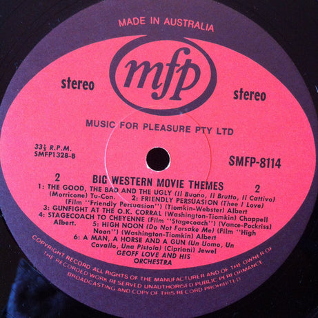 Geoff Love & His Orchestra : Big Western Movie Themes (LP)