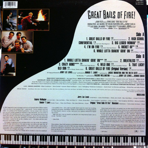 Various : Great Balls Of Fire! (Original Motion Picture Soundtrack) (LP, Album)