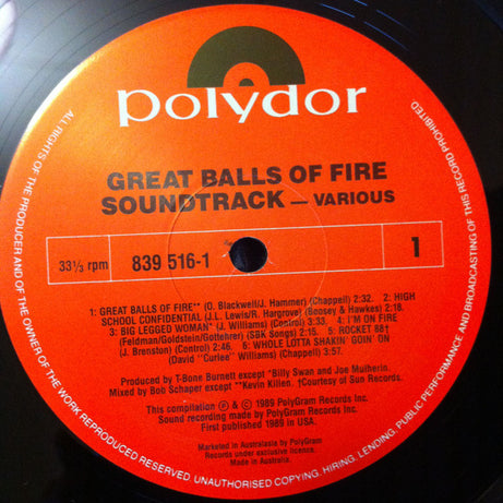 Various : Great Balls Of Fire! (Original Motion Picture Soundtrack) (LP, Album)