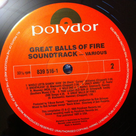 Various : Great Balls Of Fire! (Original Motion Picture Soundtrack) (LP, Album)