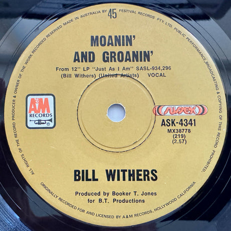 Bill Withers : Ain't No Sunshine (7", Single)