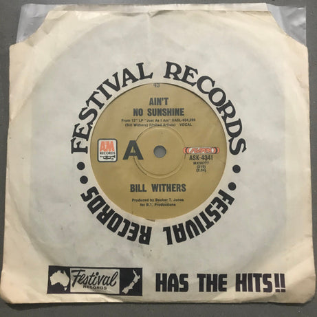 Bill Withers : Ain't No Sunshine (7", Single)