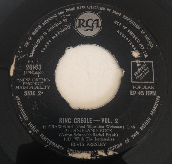 Elvis Presley : King Creole - Vol. 2 (7", EP)