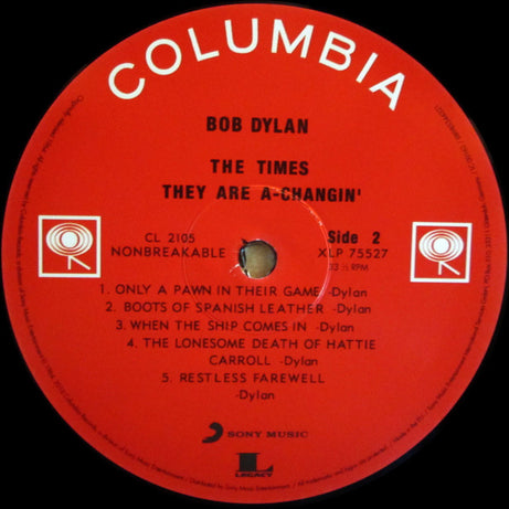 Bob Dylan : The Times They Are A-Changin' (LP, Album, Mono, RE, 180)