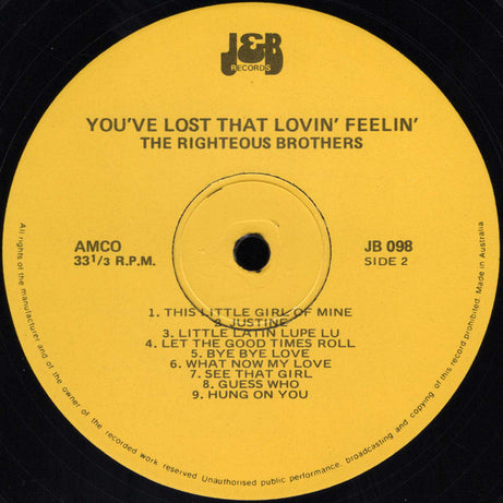 The Righteous Brothers : You've Lost That Lovin' Feelin' 18 Great Hits From The Righteous Brothers (LP, Comp)