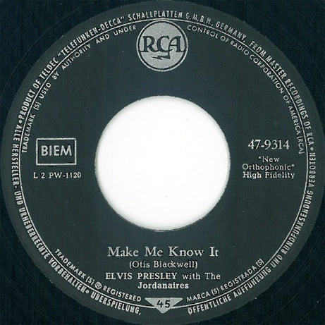 Elvis Presley : O Sole Mio (It's Now Or Never) (7", Single, Mono, RP, Lar)