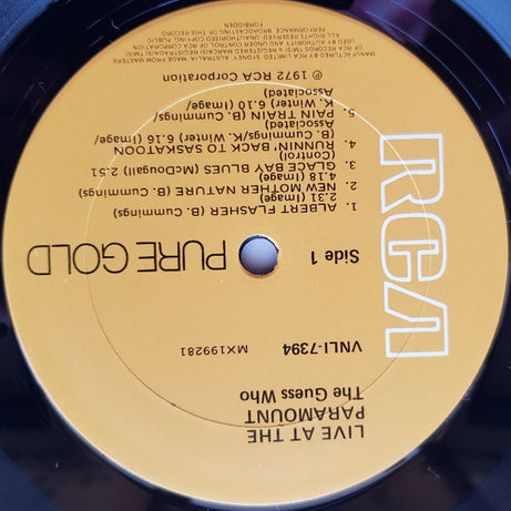 The Guess Who : Live At The Paramount (LP, Album, RE)