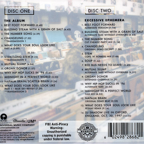 DJ Shadow : Endtroducing...  (CD, Album, RE + CD, Comp + Dlx)