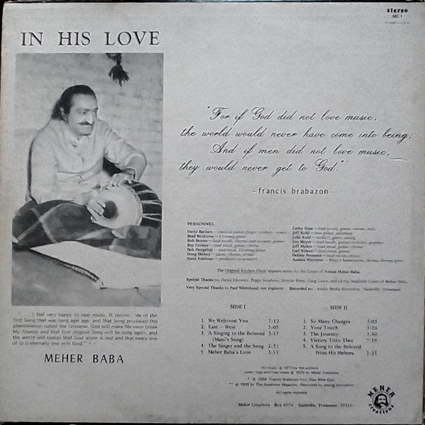 Meher Baba : In His Love (LP, Album)
