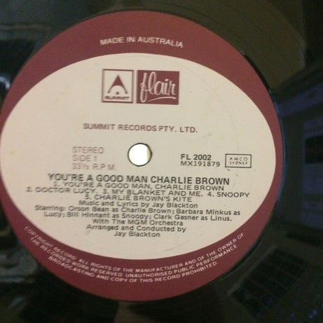 Various : You're A Good Man, Charlie Brown (LP, RE)