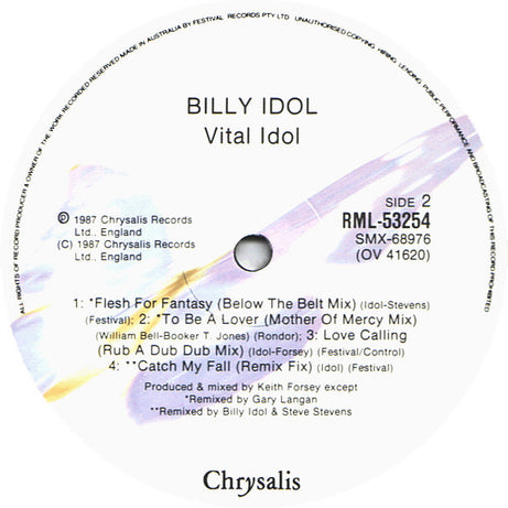 Billy Idol : Vital Idol (LP, Album, Comp, Promo, RP)