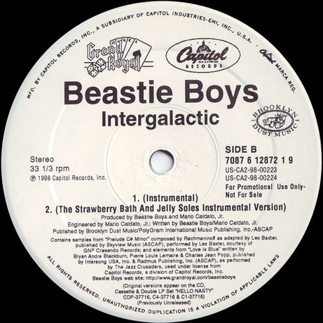 Beastie Boys : Intergalactic (12", Promo)