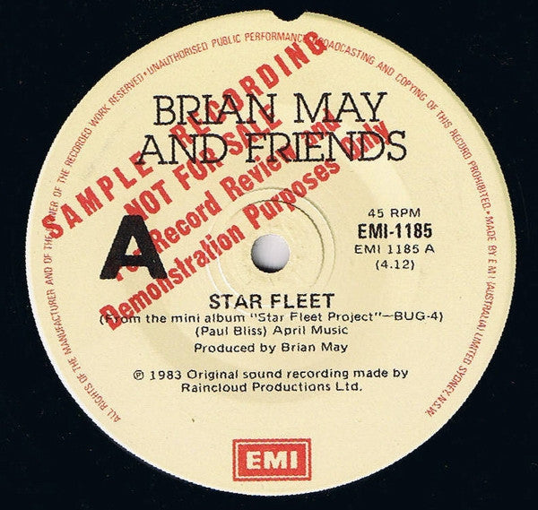 Brian May + Friends : Star Fleet (7", Single, Promo)