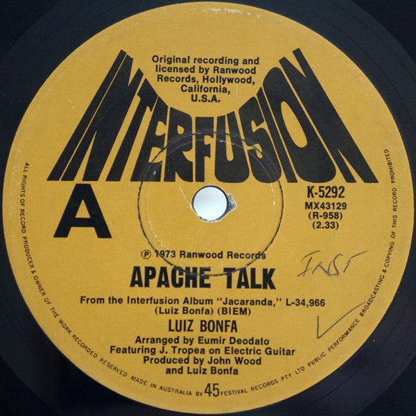 Luiz Bonfá : Apache Talk / Don Quixote (7", Single)