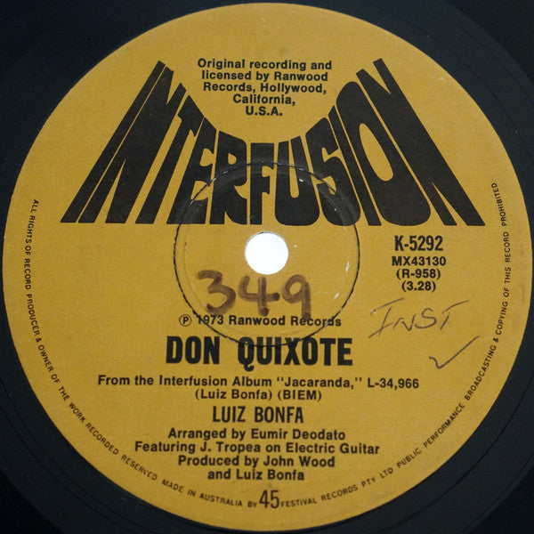 Luiz Bonfá : Apache Talk / Don Quixote (7", Single)