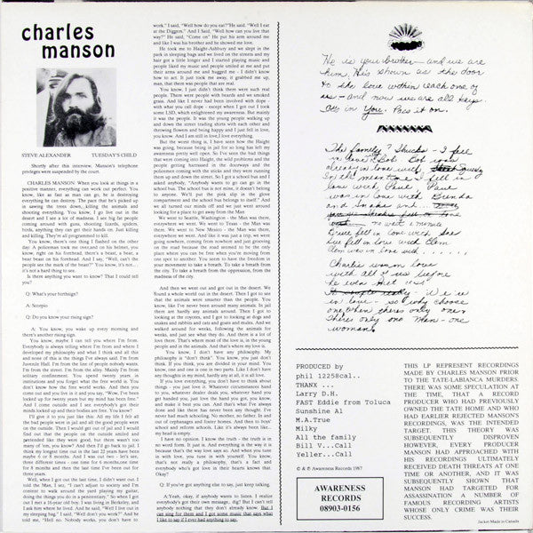 Charles Manson : LIE: The Love And Terror Cult (LP, Album, RE)