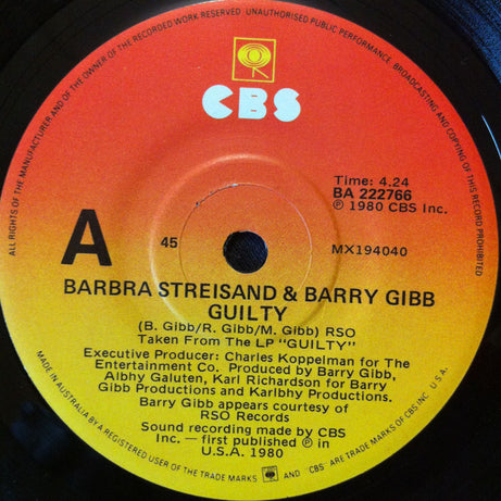 Barbra Streisand & Barry Gibb : Guilty (7", Single)