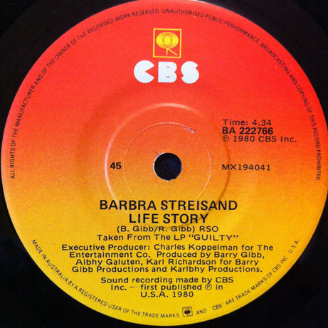 Barbra Streisand & Barry Gibb : Guilty (7", Single)