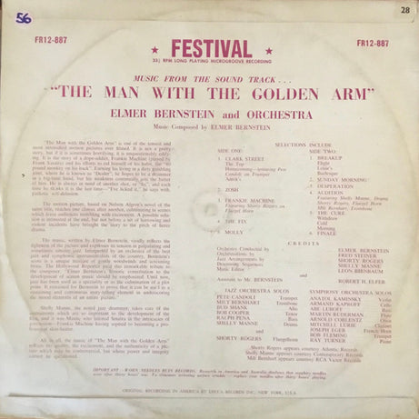 Elmer Bernstein : The Man With The Golden Arm (Soundtrack) (LP, Album, Mono)