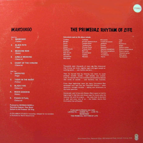 Mandingo (6) : The Primeval Rhythm Of Life (LP, Album, Club, RE, 3rd)