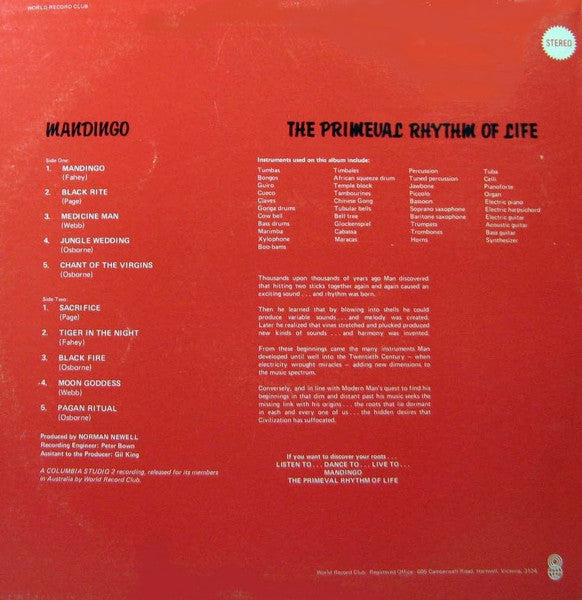 Mandingo (6) : The Primeval Rhythm Of Life (LP, Album, Club, RE, 3rd)