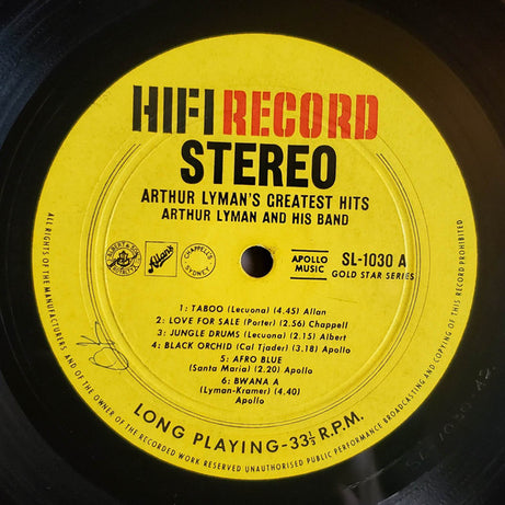 Arthur Lyman : Arthur Lyman's Greatest Hits (LP, Comp)