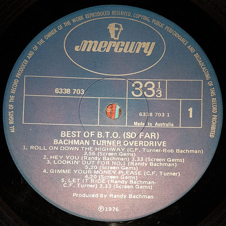Bachman-Turner Overdrive : Best Of B.T.O. (So Far) (LP, Comp)