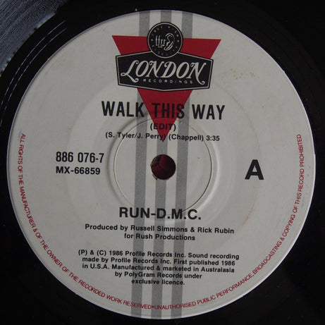 Run-D.M.C.* : Walk This Way (7", Single)