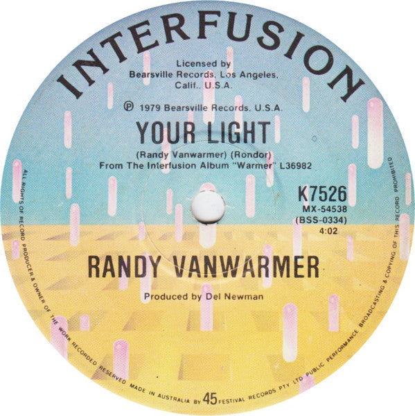 Randy Vanwarmer : Just When I Needed You Most (7", Single)