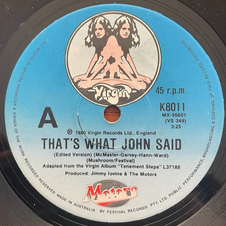 The Motors : That's What John Said (7", Single)