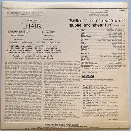 Various : Hair - The American Tribal Love-Rock Musical (The Original Broadway Cast Recording) (LP, Album)