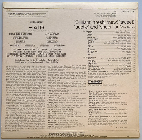 Various : Hair - The American Tribal Love-Rock Musical (The Original Broadway Cast Recording) (LP, Album)