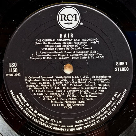 Various : Hair - The American Tribal Love-Rock Musical (The Original Broadway Cast Recording) (LP, Album)