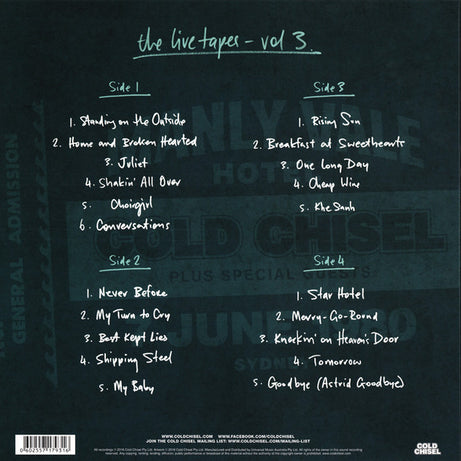 Cold Chisel : The Live Tapes - Vol 3 (2xLP, Ltd, Blu)