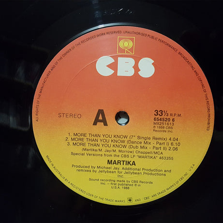 Martika : More Than You Know (12", Single)