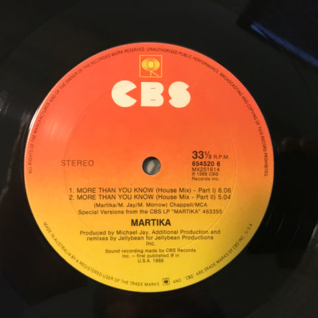 Martika : More Than You Know (12", Single)