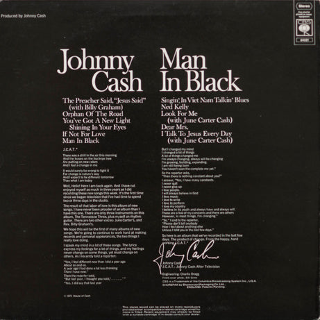Johnny Cash : Man In Black (LP, Album)