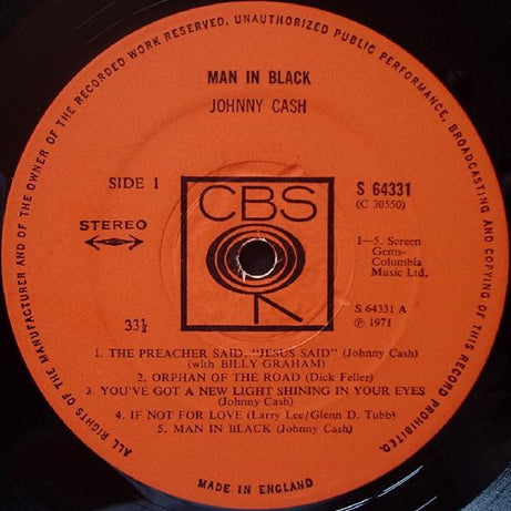 Johnny Cash : Man In Black (LP, Album)