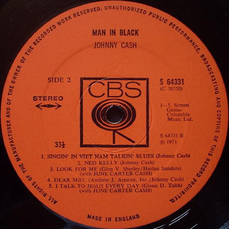 Johnny Cash : Man In Black (LP, Album)