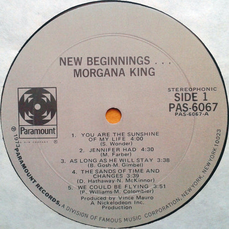 Morgana King : New Beginnings (LP, Album, Mon)
